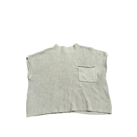 FP Beach Sweaters - FP‎ Beach Free People Beige Ribbed Mock Neck Boxy Knit Sweater Vest Top Small